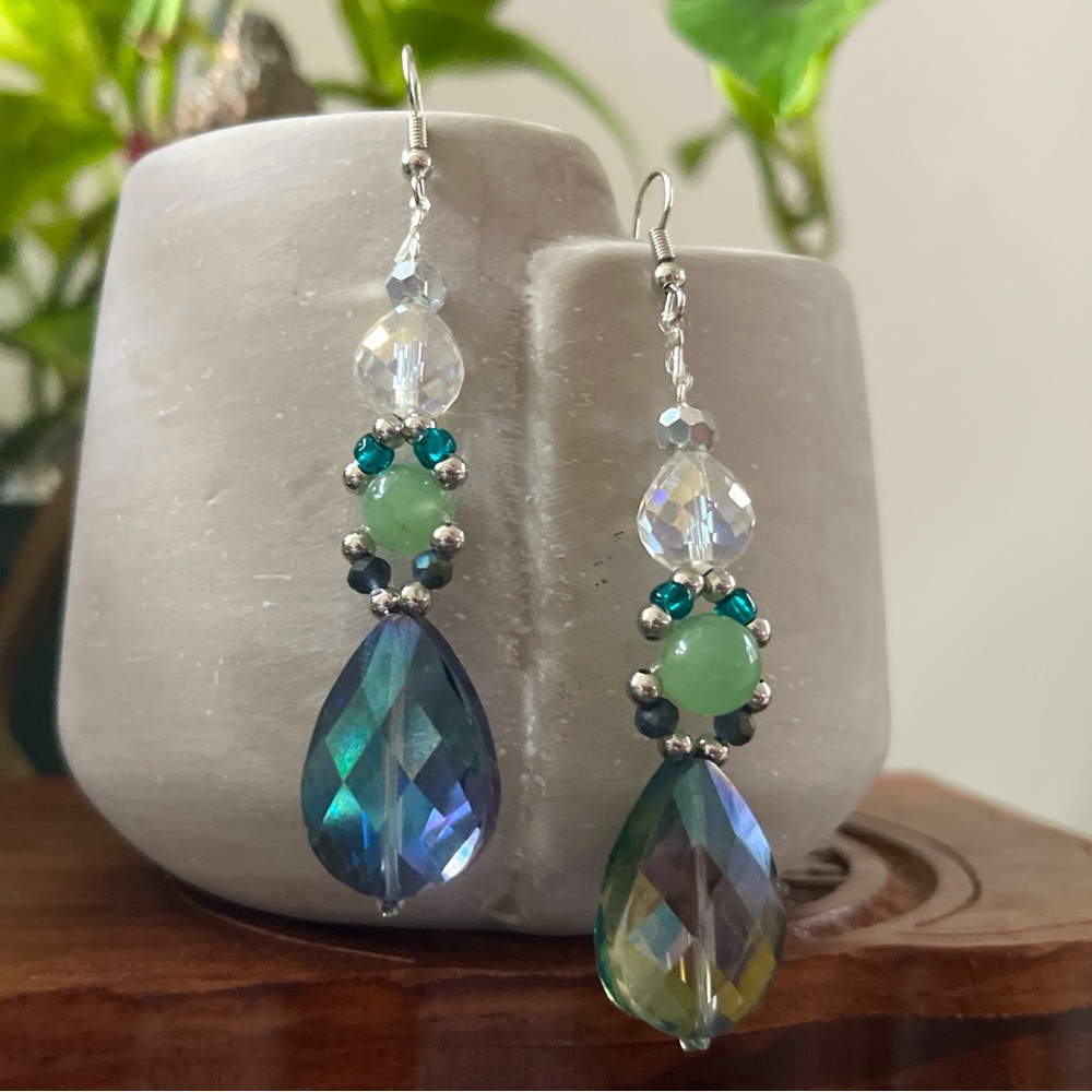 Dangle Earrings with Jade